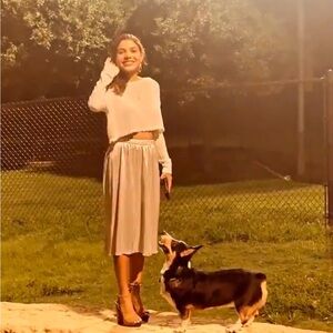 chelsea and violet metallic midi skirt